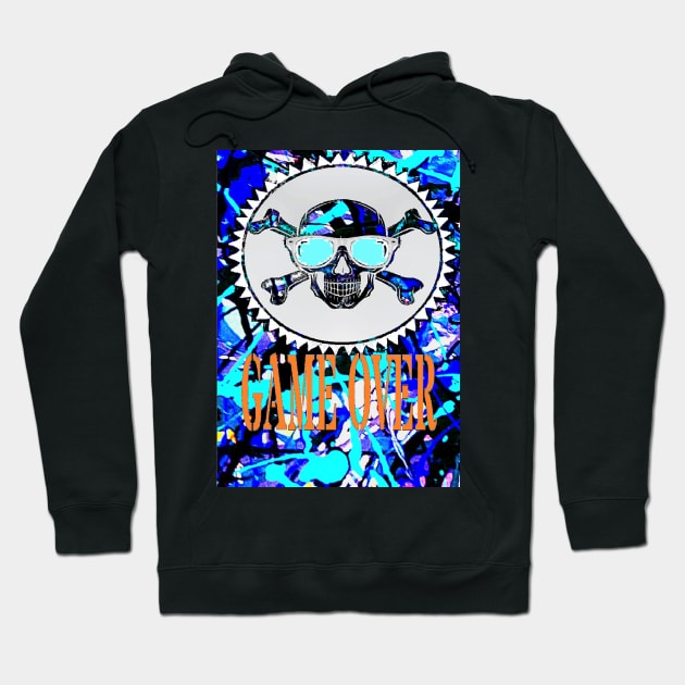 game over blue abstract Hoodie by LowEndGraphics